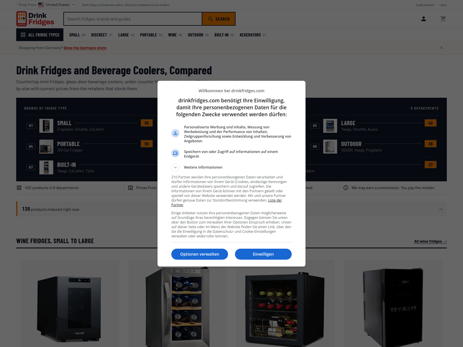 drinkfridges.com screenshot