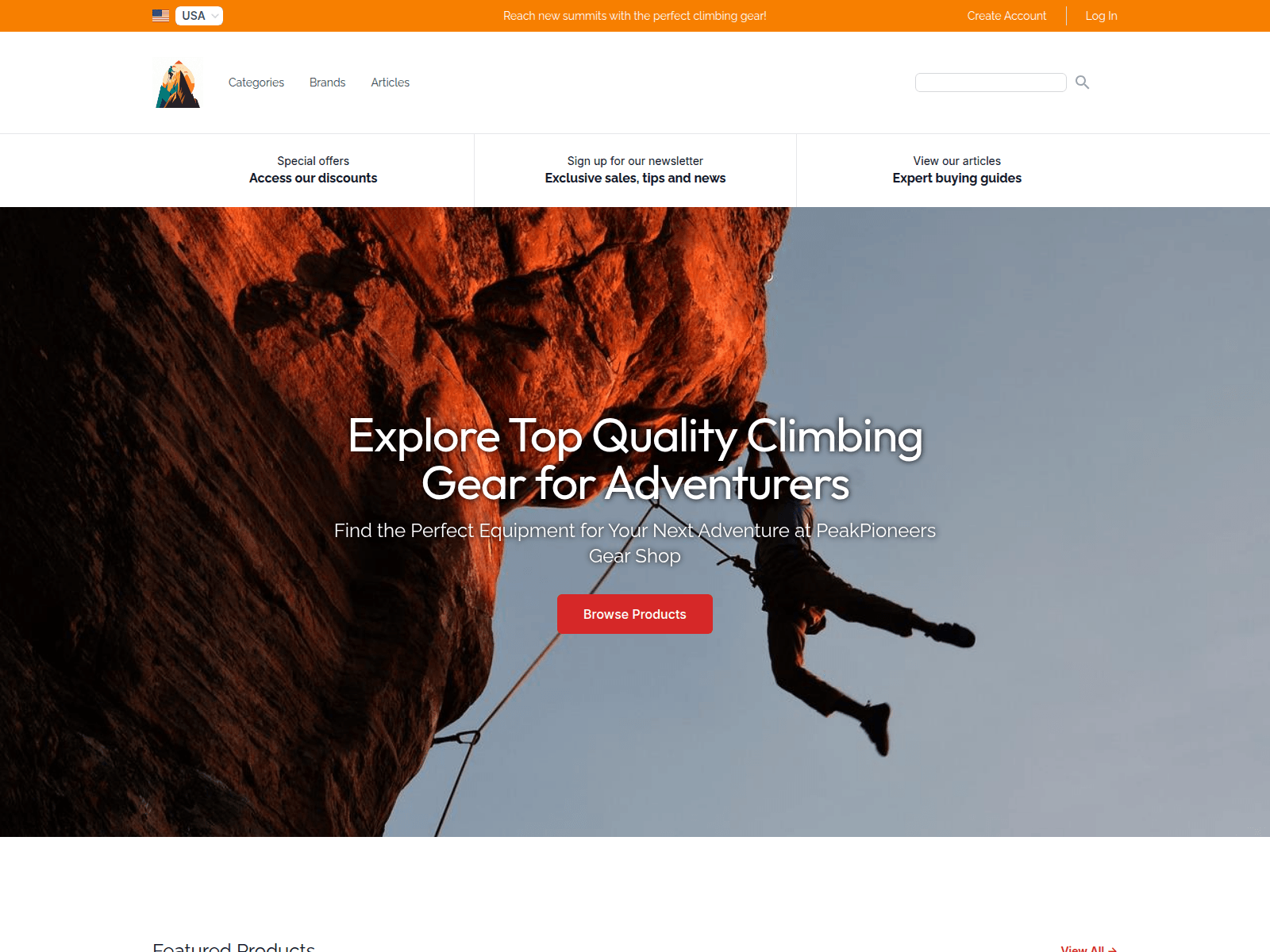 PeakPioneers Gear Shop screenshot