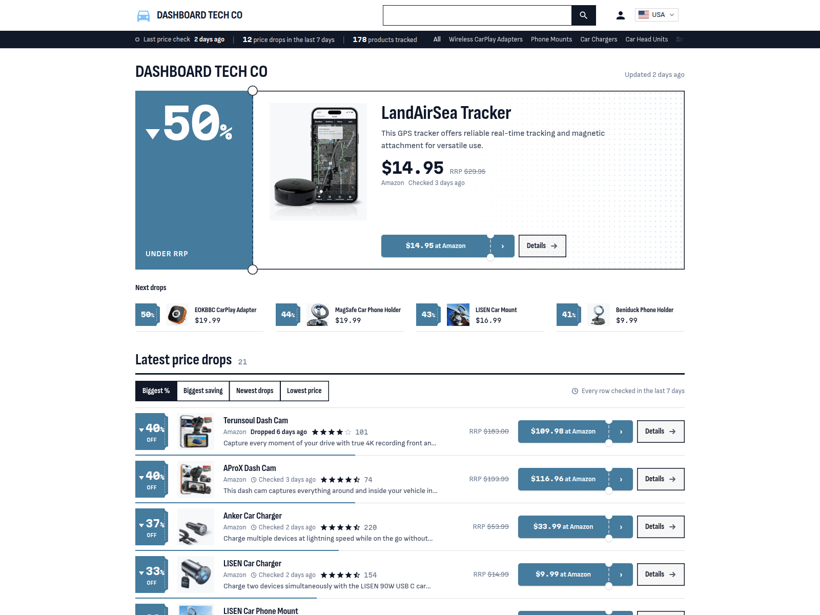Dashboard Tech Co screenshot